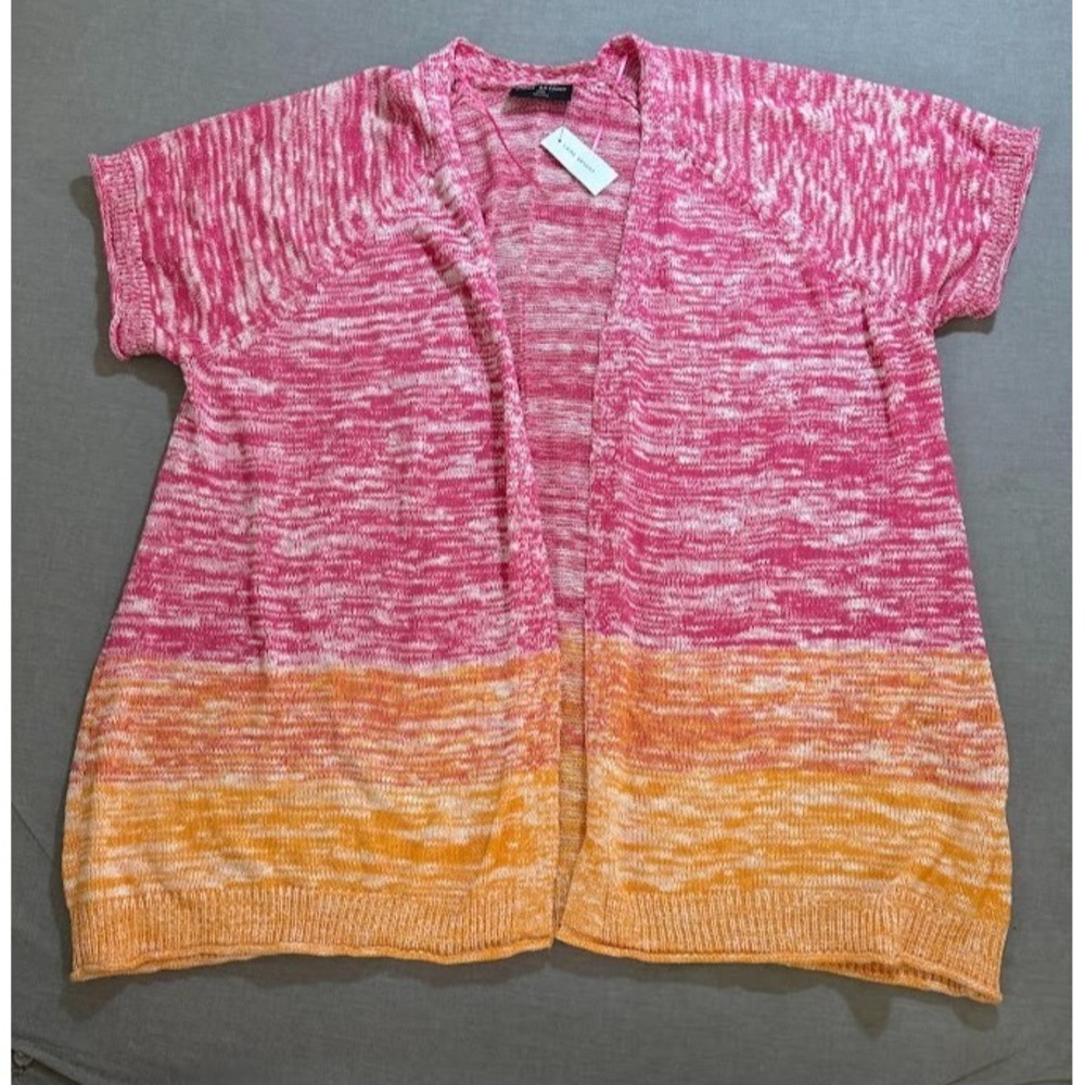 Lane Bryant Sweater Womens 26/28 Pink Short Sleeve Open‎ Front Cardigan Ladies